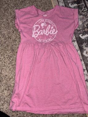 Barbie Pink Tee Dress with White Logo